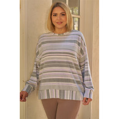 Sage and Lavender Plus Stripped Super Soft Sweatshirt