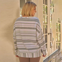  Sage and Lavender Plus Stripped Super Soft Sweatshirt
