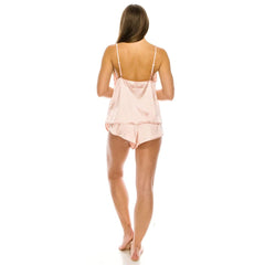 Satin Pj Short Set in Pink