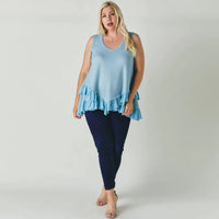 Scoope Neck Sleeveless Ruffle Plus Women's Tunic