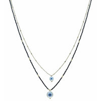 Seed Bead Evil Eye Pendant Layered Necklace