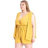 Shimmer Fabric Draped Open Sleeve Rompers