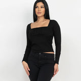 Shirred Square Neck Top from Trendy 