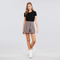 Short Sleeve Crew Neck Point Elle Sweater - Black