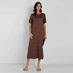 Short Sleeve Midi Dress - Black