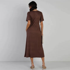 Short Sleeve Midi Dress - Black