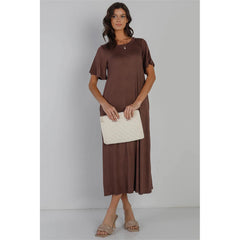 Short Sleeve Midi Dress - Black