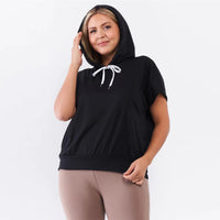 Short Wing Sleeve Relaxed Fit Draw String Tie - Black