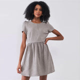 Silver Grey Floral Short Sleeve Mini Dress