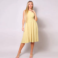Sleeveless Back Cutout Linen Midi Dress