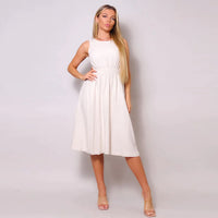 Sleeveless Back Cutout Linen Midi Dress