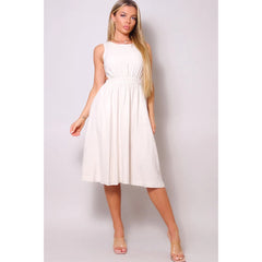 Sleeveless Cutout Linen Midi Dress