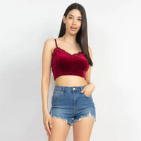 Sleeveless Corset Velvet Crop Top