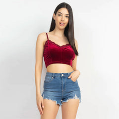 Sleeveless Corset Velvet Crop Top