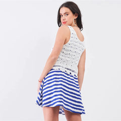Sleeveless Floral Embroidery Layered Mini Dress