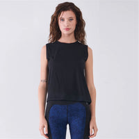 Sleeveless Round Neck Basic Tank Top - Black