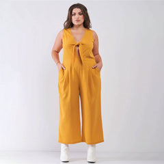 Sleeveless V-neck Self-tie Front Jumpsuit