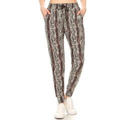 Snakeskin Printed Waistband Women's Joggers