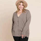 Solid Buttery Soft V-Neck Knit Plus Size Cardigan