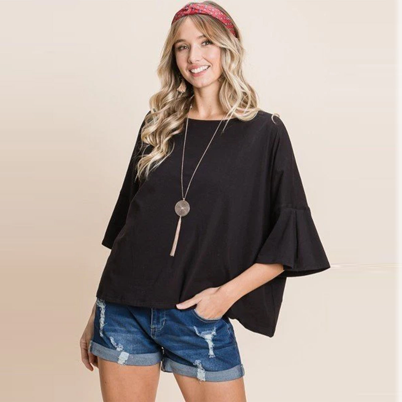 Solid Cotton Casual Top for Women
