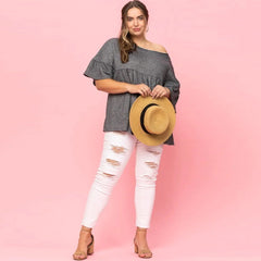 Solid French Pullover Terry Woven Women's Top