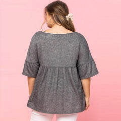 Solid French Pullover Terry Woven Women's Top