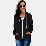Solid Pocket Zipper Hoodie