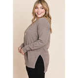 Solid V-Neck Buttery Soft Tone Plus Size Sweater