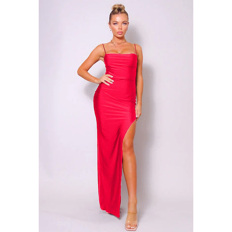 Spaghetti Strap Slit Front Maxi Dress