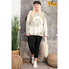Special Washed Poly Rayon Knit Round Neck Plus Women's Top