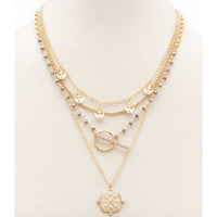 Square Shape Toggle Beaded Layered Necklace