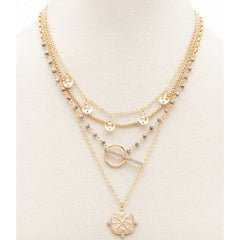 Square Shape Toggle Beaded Layered Necklace