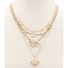 Square Shape Toggle Beaded Layered Necklace