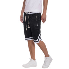 Striped Band Solid Basketball Shorts - Black