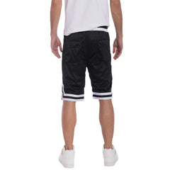 Striped Band Solid Basketball Shorts - Black