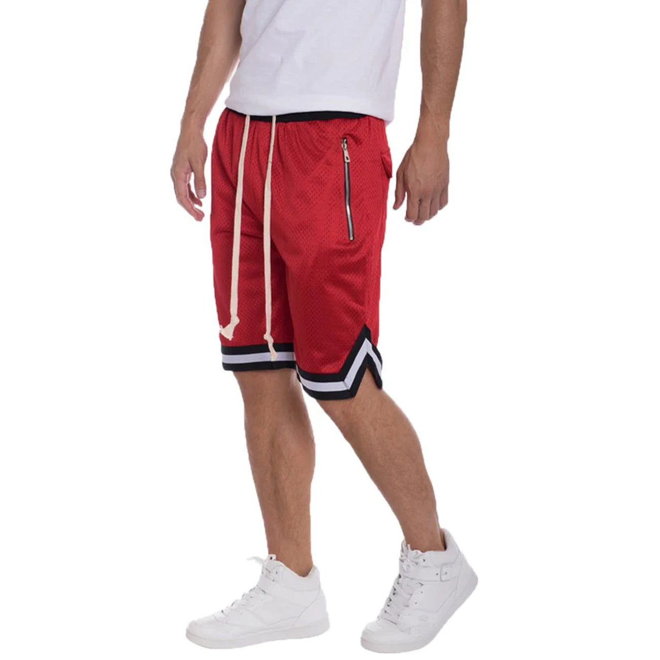 Striped Band Solid Basketball Shorts