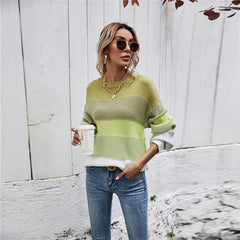 Striped Ribbed Trim Sweater
