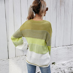 Striped Ribbed Trim Sweater