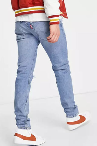 Slim-taper Lo-Ball Jeans in Light Blue Wash With Rips