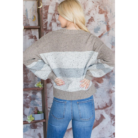 Taupe Cute Knit Fabric Sweater with Confetti