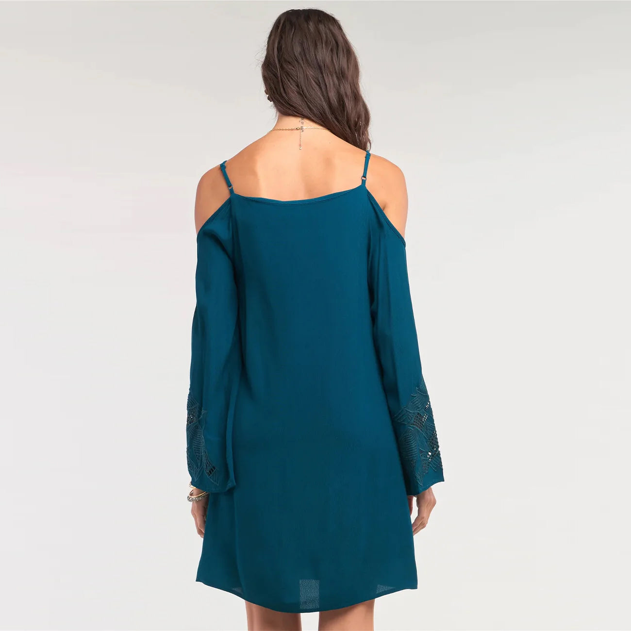 Teal Green Long Sleeve Square Neck Mini Dress