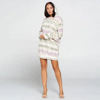 Terry Brushed Print Sweater Mini Dress