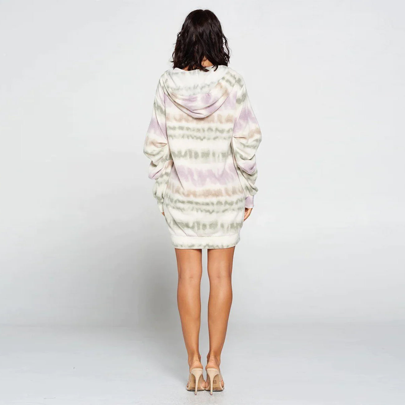 Terry Brushed Print Sweater Mini Dress