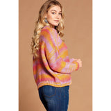 Thread Striped Women's Knit Sweater - Orange & Pink
