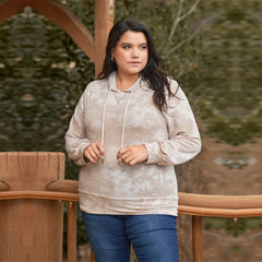Tie-dye Long Sleeve Plus Size Women's Hoodie
