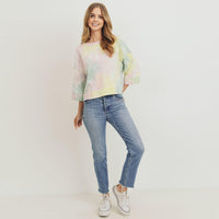 Tie Dyed 3/4 Sleeve Round Neck Top