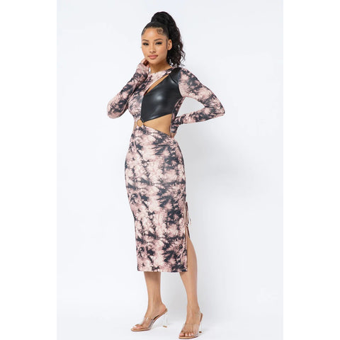 Tie Dye Long Sleeve Midi Dress
