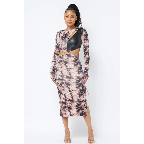 Tie Dye Long Sleeve Midi Dress
