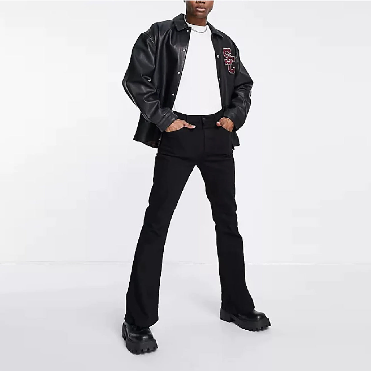 Topman Stretch Flare Jeans in Black