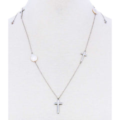 Triple Cross and Pearl Pendant Endless Necklace